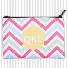 Coral Lime Green Chevron Personalized Coin Purse