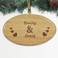 Engraved Valentine's Day Wood ornament