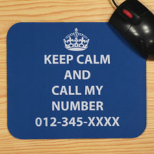 Custom Printed Blue Keep Calm Personalized Message Mouse Pad