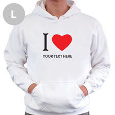 Personalized I Love (Heart) White L Hoodies