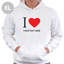 Personalized I Love (Heart) White Extra Large Hoodies