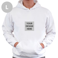 Mini Square Image Custom Hoodie With Kangaroo Pouch White Large Size