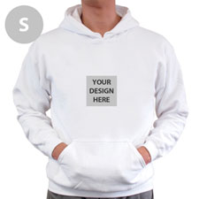 Mini Square Image Custom Hoodie With Kangaroo Pouch White Small Size
