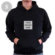 Personalized Mini Square Image Custom Hoodie With Kangaroo Pouch Black Small Size Hoodies