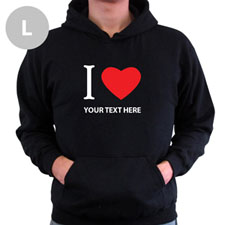 Personalized I Love (Heart) Black Large Hoodies