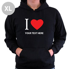 Personalized I Love (Heart) Black Extra Large Hoodies