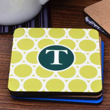 Green and Lime Personalized Name Polka Dot (One Coaster)