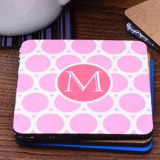 Pink and Carol Personalized Name Polka Dot (One Coaster)