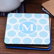 Blue and Ocean Your Letter Polka Dot (One Coaster)