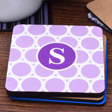 Purple and Lavender Monogram Polka Dot (One Coaster)