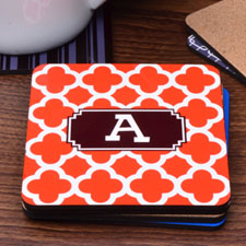 Personalized Monogram Red Clover (One Coaster)