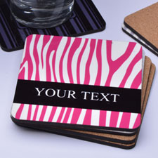 Zebra Print Skin Personalized Name (One Coaster)