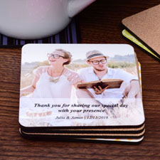 Personalized Photo Transparent Stripe Cork Coaster