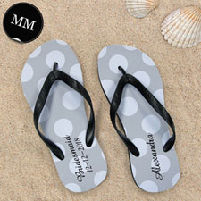 Design My Own Personalized Silver Grey Polka Dots Men Medium Flip Flop Sandals