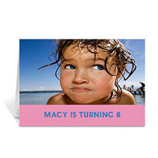 Baby Pink Photo Birthday Cards, 5x7 Folded Simple