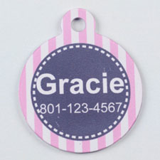 Pink and Gray Striped Round (Custom 1 Side)