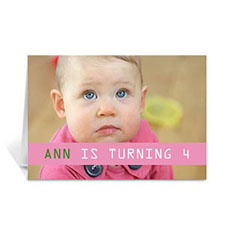 Baby Pink Photo Birthday Cards, 5x7 Folded Causal
