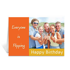 Classic Orange Photo Birthday Cards, 5x7 Folded Modern
