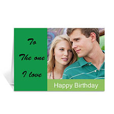 Classic Green Photo Birthday Cards, 5x7 Folded Modern