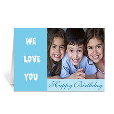 Baby Blue Photo Birthday Cards, 5x7 Folded Modern