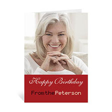 Classic Red Photo Birthday Cards, 5x7 Portrait Folded Simple