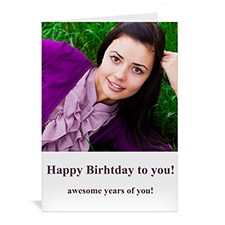 Classic White hoto Birthday Cards, 5x7 Portrait Folded Simple