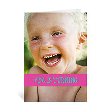 Hot Pink Photo Birthday Cards, 5x7 Portrait Folded Causal