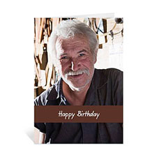 Chocolate Brown Photo Birthday Cards, 5x7 Portrait Folded Causal