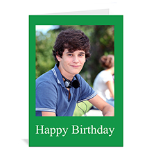 Classic Green Photo Birthday Cards, 5x7 Portrait Folded