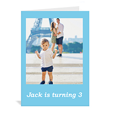Baby Blue Photo Birthday Cards, 5x7 Portrait Folded