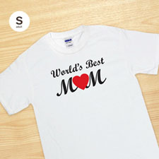 Custom Print World's Best Mom White Adult Small T Shirt