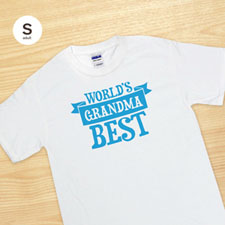 Custom Print World's Best Grandma White Adult Small T Shirt