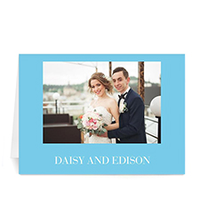 Baby Blue Wedding Photo Cards, 5x7 Folded