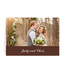 Chocolate Brown Wedding Photo Cards, 5x7 Folded Simple