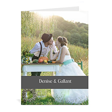 Classic Grey Wedding Photo Cards, 5x7 Portrait Folded Causal