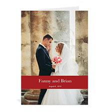Classic Red Wedding Photo Cards, 5x7 Portrait Folded Causal