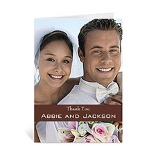 Chocolate Brown Wedding Photo Cards, 5x7 Portrait Folded Causal