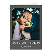 Classic Grey Wedding Photo Cards, 5x7 Portrait Folded