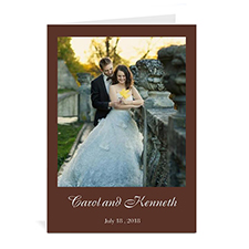 Chocolate Brown Wedding Photo Cards, 5x7 Portrait Folded