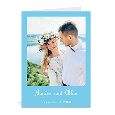 Baby Blue Wedding Photo Cards, 5x7 Portrait Folded