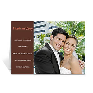 Chocolate Brown Wedding Photo Cards, 5x7 Folded Modern