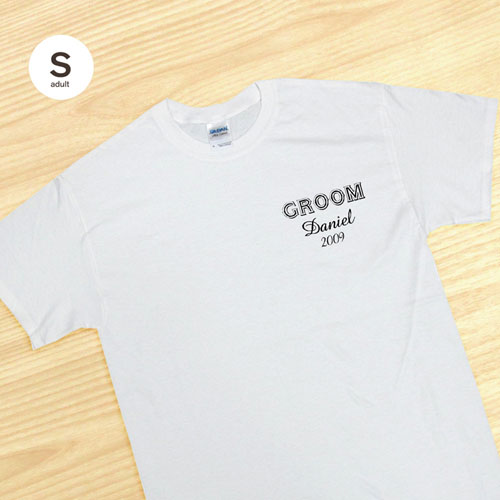 Custom Personalized Groom, White Adult Small T Shirt