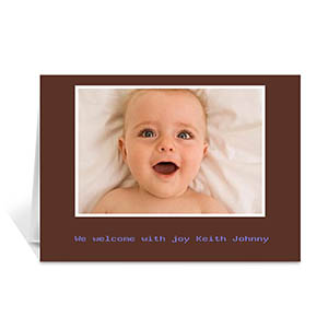 Chocolate Brown Baby Photo Cards, 5x7 Folded