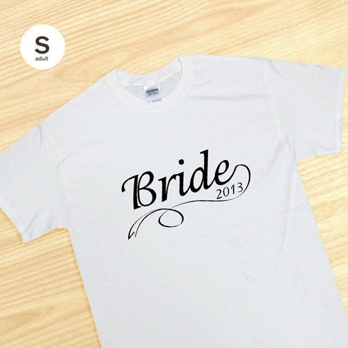 Custom Personalized Bride World, White Adult Small T Shirt