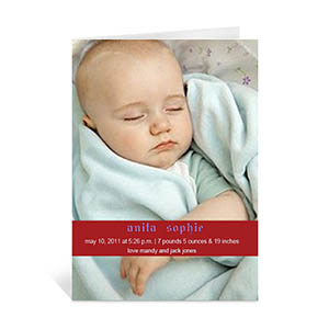 Classic Red Baby Photo Cards, 5x7 Portrait Folded Causal