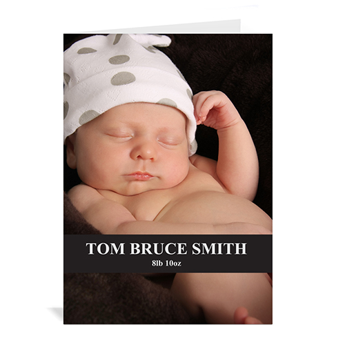 Classic Black Baby Photo Cards, 5x7 Portrait Folded Causal