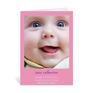 Baby Pink Photo Cards, 5x7 Portrait Folded Causal