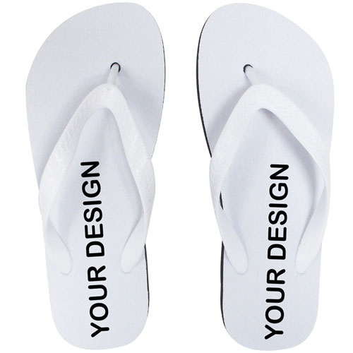 Design My Own Custom Imprint Flip Flops White Strap Ml (Two Image) Flip Flop Sandals
