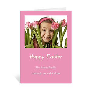 Easter Pink Photo Invitation Cards, 5x7 Portrait Folded