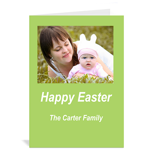 Easter Green Photo Invitation Cards, 5x7 Portrait Folded
